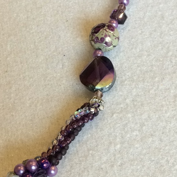 FINAL SALE PRICE CL Designs Crochet Embellished Necklace in Purple - Picture 3 of 5